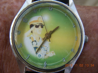 Uganda - Murcheson Falls National Park boat ride - my Gadaffi watch from Libya 2006