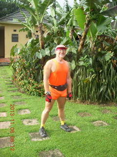 2091 8f6. Uganda - Mountain of the Moon hotel - Adam after run
