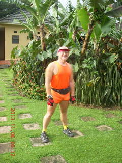 Uganda - Mountain of the Moon hotel - Adam after run