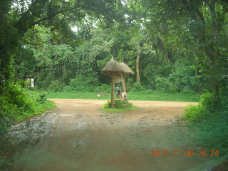 Uganda - Primate Lodge Kabile chimpanzee park - sign leaving