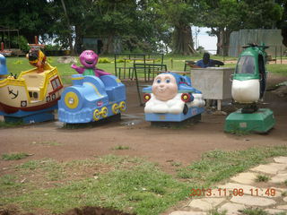 178 8f8. Uganda - Entebbe - Uganda Wildlife Education Center (UWEC) - Barney and Thomas the Tank Engine (same all over)