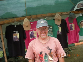 Uganda - Entebbe - Uganda Wildlife Education Center (UWEC) - Adam wearing cap + t-shorts