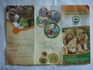 Uganda - Entebbe - Uganda Wildlife Education Center (UWEC) brochure