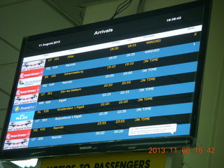 Uganda - Entebbe Airport - flights screen