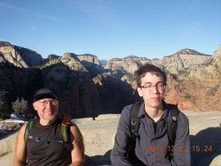 2125 8gt. Zion National Park - Angels Landing hike - Adam and Brian at the top