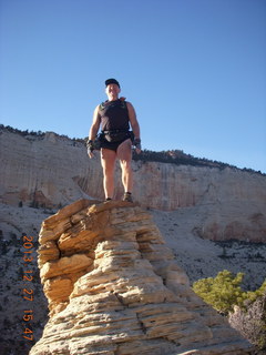 2144 8gt. Zion National Park - Angels Landing hike - at the top - Adam atop hill
