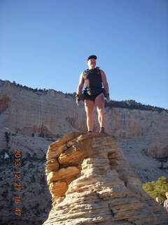 2145 8gt. Zion National Park - Angels Landing hike - at the top - Adam atop hill