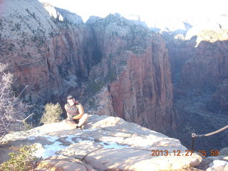 2150 8gt. Zion National Park - Angels Landing hike - descending - Adam sitting