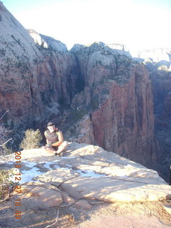 2151 8gt. Zion National Park - Angels Landing hike - descending - Adam sitting