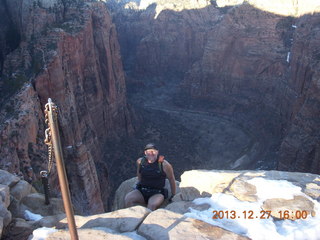 2152 8gt. Zion National Park - Angels Landing hike - descending - Adam sitting