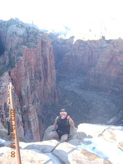 2153 8gt. Zion National Park - Angels Landing hike - descending - Adam sitting