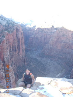 2154 8gt. Zion National Park - Angels Landing hike - descending - Adam sitting