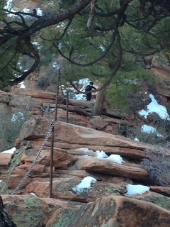 2160 8gt. Zion National Park - Angels Landing hike - descending - Adam