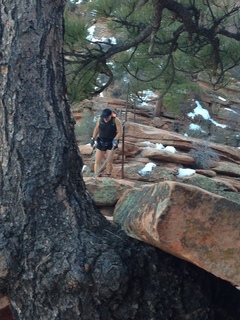2163 8gt. Zion National Park - Angels Landing hike - descending - Adam