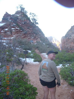 2167 8gt. Zion National Park - Angels Landing hike - Adam wearing Angels Landing shirt