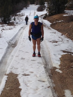 2189 8gu. Zion National Park - Cable Mountain hike - Adam in the snow