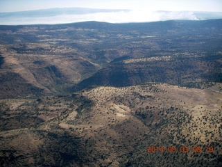 aerial - flying to Double Circle Ranch - smoke from fires