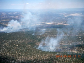 aerial - flying back from Double Circle Ranch - smoke from fires