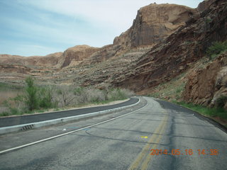 166 8mg. drive to Fisher Tower along highway 128