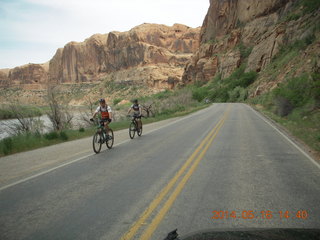 169 8mg. drive to Fisher Tower along highway 128 - bicyclists