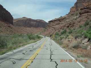 184 8mg. drive to Fisher Tower along highway 128 - bicyclist