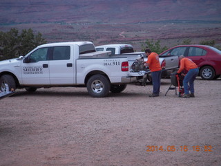 390 8mg. Fisher Tower hike - emergency crew