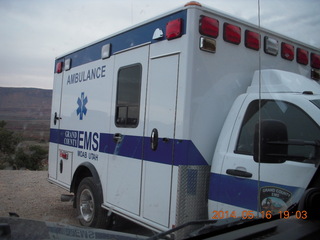 398 8mg. Fisher Tower hike - emergency vehicle