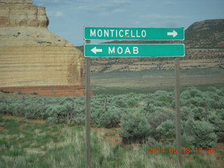 drive from Needles to Moab - Monticello sign