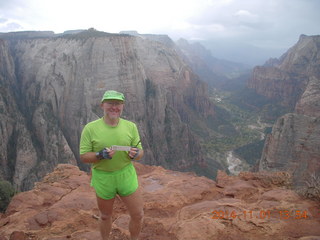 2447 8t1. Zion National Park - Observation Point hike - summit - Adam - Forman's slide rule