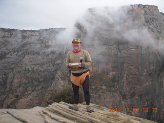 2463 8t2. Zion National Park Angels Landing hike - Adam at the top with Forman's slide rule