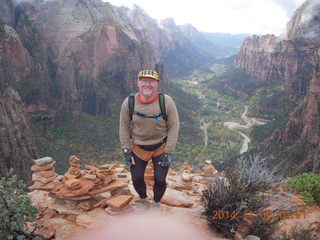 2466 8t2. Zion National Park Angels Landing hike - Adam at the top with cairns