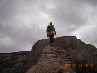 2470 8t2. Zion National Park Angels Landing hike - Adam at the top of a rock pile