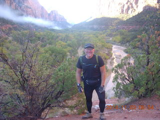 2502 8t3. Zion National Park - Emerald Ponds hike - strange low clouds/fog - Adam
