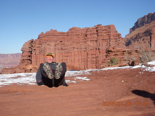 2550 8v3. Fisher Towers hike - Adam and cramp-on bottoms - tripod and timer