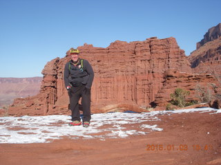2551 8v3. Fisher Towers hike - Adam - tripod and timer