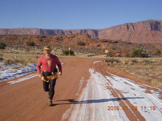 205 8v3. driving from Fisher Towers hike - Adam running - tripod and timer