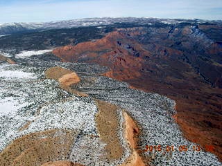 216 8v5. aerial - snowy canyonlands - Colorado hills
