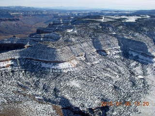 219 8v5. aerial - snowy canyonlands - Colorado hills - Dolores Point airstrip