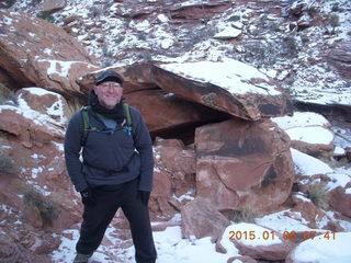 2603 8v6. Porcupine Rim mountain-biking trail hike + Adam (tripod and timer)