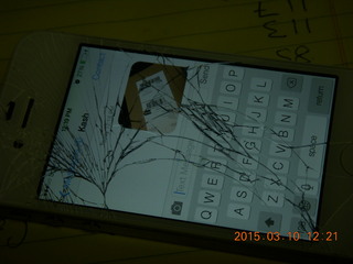 bad day with a cell phone, cracked display, Jen