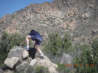 Bagdad run/hike - Neil climbing rocks