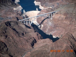 aerial - Hoover Dam and bridge