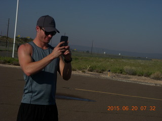 max b at seligman on his cell phone