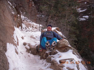 2871 972. Zion National Park - Hidden Canyon hike - Adam and crampons