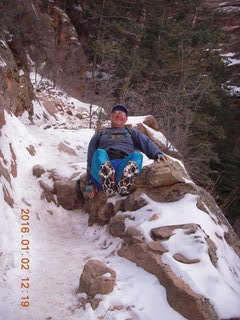 2872 972. Zion National Park - Hidden Canyon hike - Adam and crampons