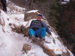 2875 972. Zion National Park - Hidden Canyon hike - Adam and crampons