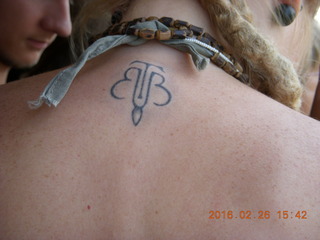 Bangkok  - boat ride - interesting tattoo