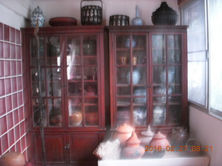 shelves of pottery