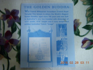 Bangkok - Golden Buddha ticket from yesterday