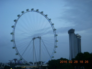 funky building and ferris wheel in Singapore